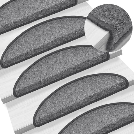 Vidaxl Stair Mats 15 St 56x17x3 cm mørkegrå halvkugle