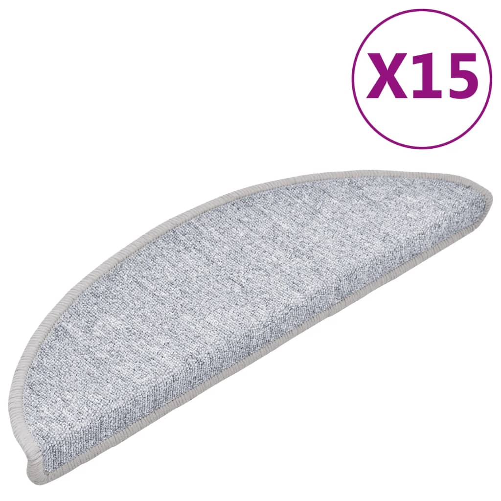 Vidaxl 15 St pedalmåtter 56x17x3 cm lysegrå