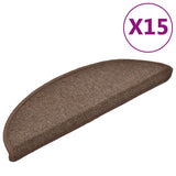 Vidaxl Stair Mats 15 St 56x17x3 cm kaffebrun halvkugle