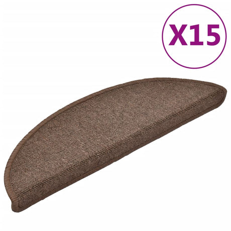 Vidaxl Stair Mats 15 St 56x17x3 cm kaffebrun halvkugle