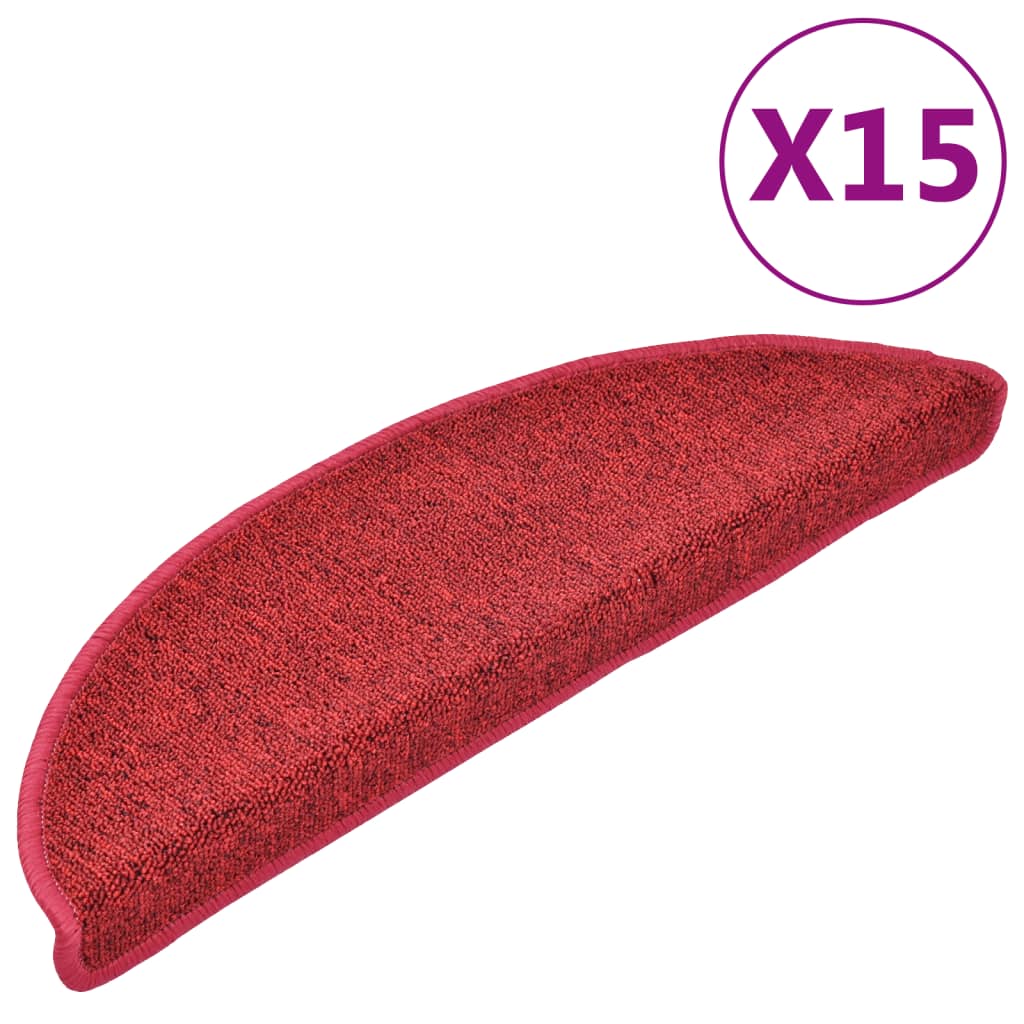 VidaXL trappemåtter 15 stk 56x17x3 cm rød halvrund