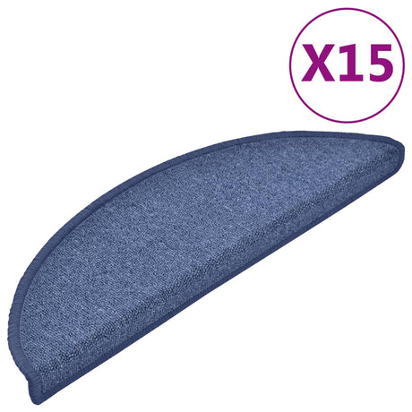 VidaXL trappemåtter 15 stk 56x17x3 cm blå halvrund