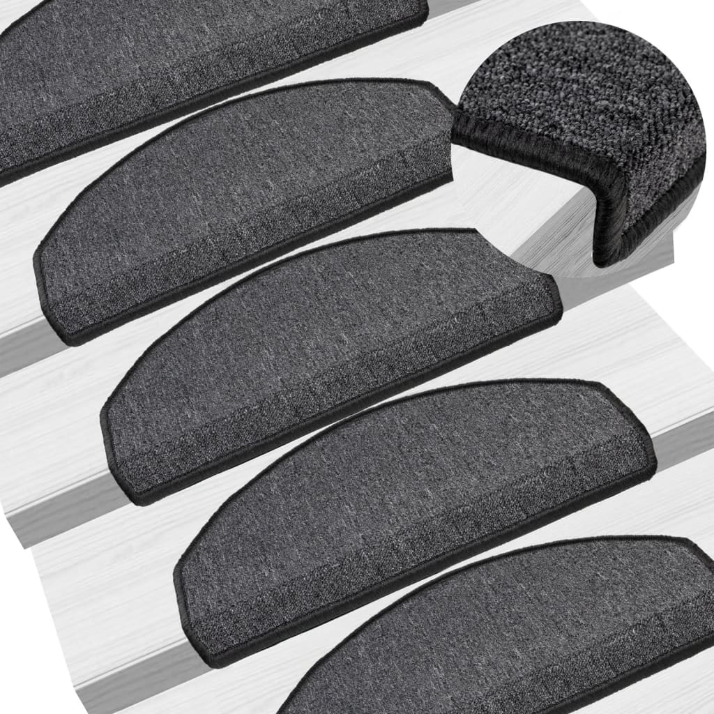 Vidaxl Stair Mats 15 St 65x24x4 cm Anthracite Halvisphere stor