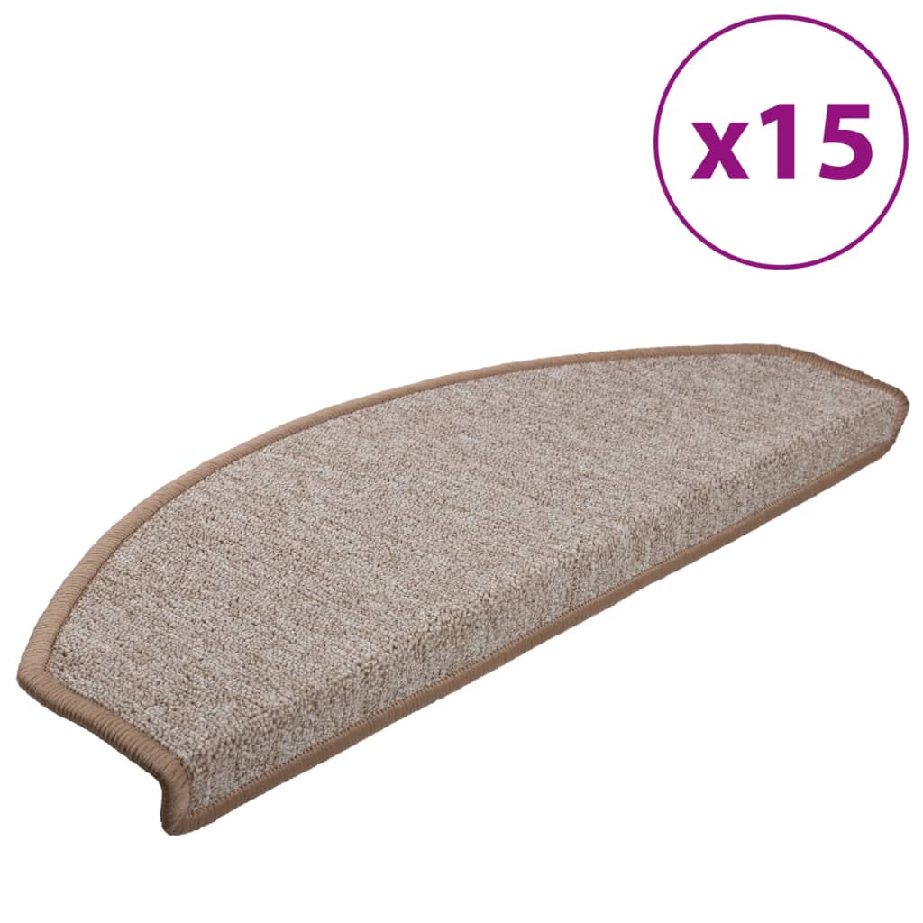 Vidaxl Stair Mats 15 St 65x24x4 cm lysebrun halvkugle stor