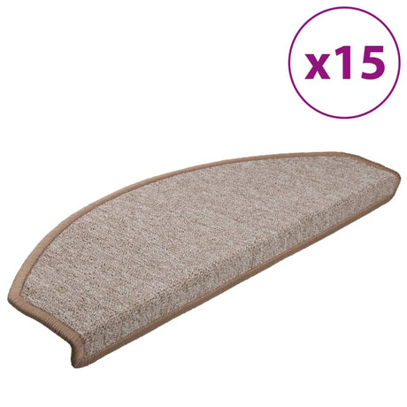 Vidaxl Stair Mats 15 St 65x24x4 cm lysebrun halvkugle stor