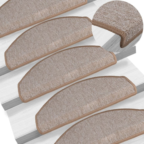 Vidaxl Stair Mats 15 St 65x24x4 cm lysebrun halvkugle stor