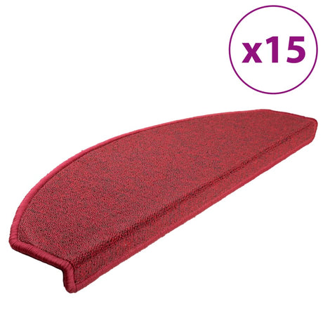 Vidaxx trappemåtter 15 stk 65x24x4 cm rød halvrund stor