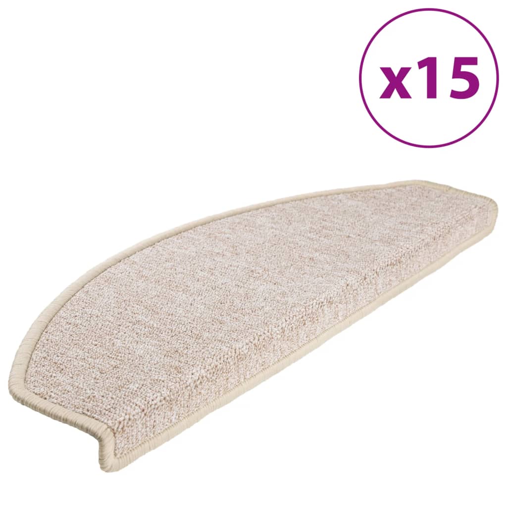 VidaXL trappemåtter 15 stk 65x24x4 cm taupe halvrund stor