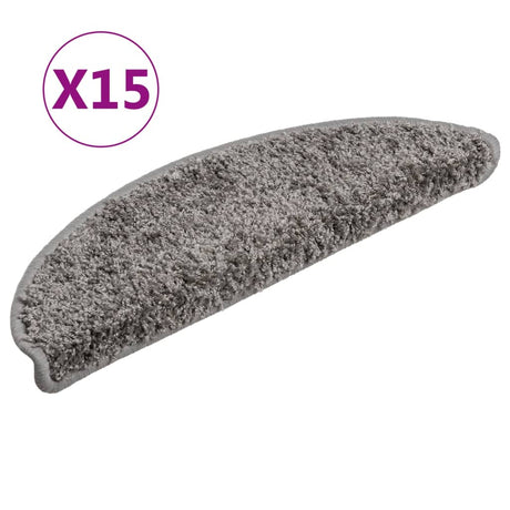 VidaXL trappemåtter 15 stk 56x17x3 cm grå halvrunde