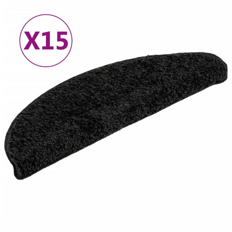 Vidaxx trappemåtter 15 stk 56x17x3 cm sorte halvrunde