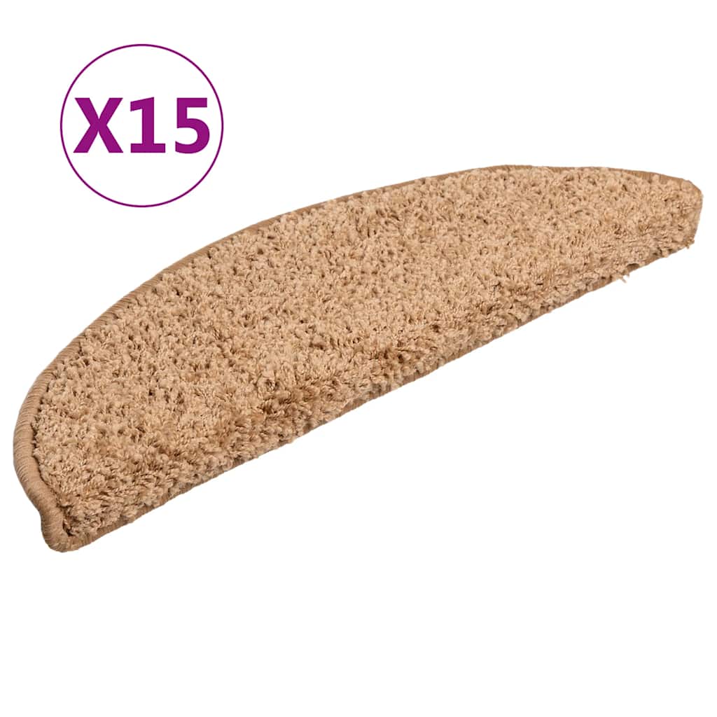 Vidaxx trappemåtter 15 stk 56x17x3 cm beige halvrunde