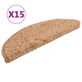 Vidaxx trappemåtter 15 stk 56x17x3 cm beige halvrunde