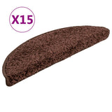 VidaXL trappemåtter 15 stk 56x17x3 cm brun halvrund