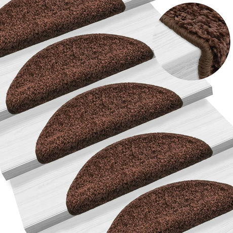 VidaXL trappemåtter 15 stk 56x17x3 cm brun halvrund