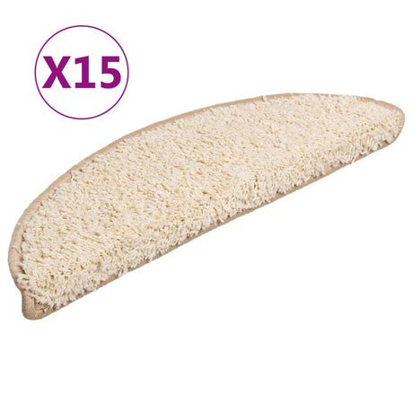 VidaXL trappemåtter 15 stk 56x17x3 cm creme halvrunde