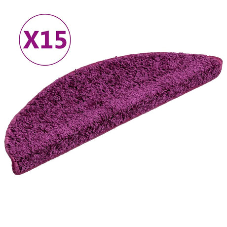 VidaXL trappemåtter 15 stk 56x17x3 cm violet halvrund
