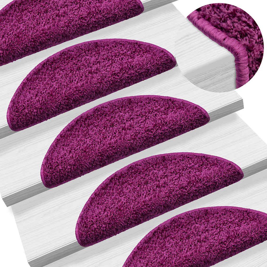 VidaXL trappemåtter 15 stk 56x17x3 cm violet halvrund