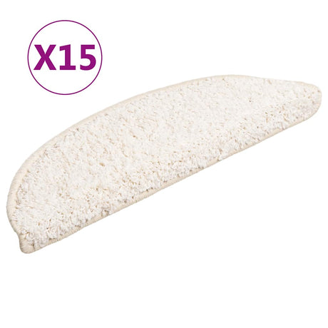 Vidaxx trappemåtter 15 stk 56x17x3 cm hvide halvrunde