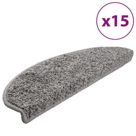 VidaXL trappemåtter 15 stk 65x21x4 cm grå halvrund stor