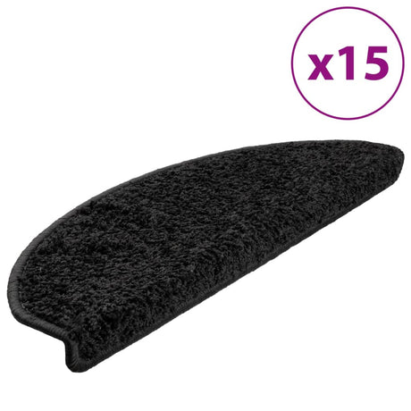 Vidaxx trappemåtter 15 stk 65x21x4 cm sort halvrund stor