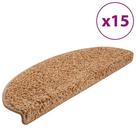 Vidaxx trappemåtter 15 stk 65x21x4 cm beige halvrund stor