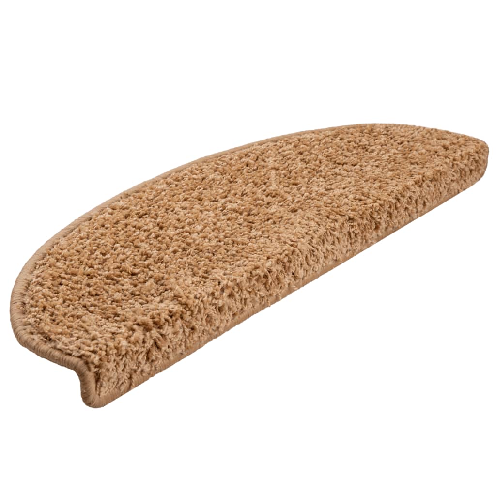 Vidaxx trappemåtter 15 stk 65x21x4 cm beige halvrund stor