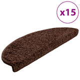 VidaXL trappemåtter 15 stk 65x21x4 cm brun halvrund stor