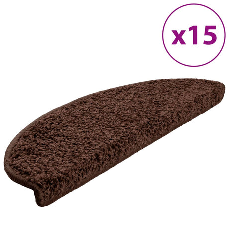 VidaXL trappemåtter 15 stk 65x21x4 cm brun halvrund stor