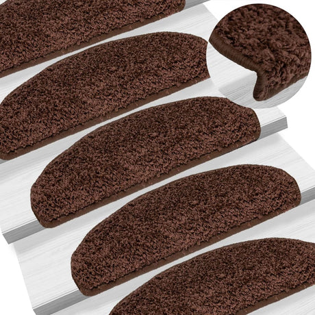 VidaXL trappemåtter 15 stk 65x21x4 cm brun halvrund stor