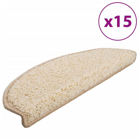 Vidaxx trappemåtter 15 stk 65x21x4 cm creme halvrunde store