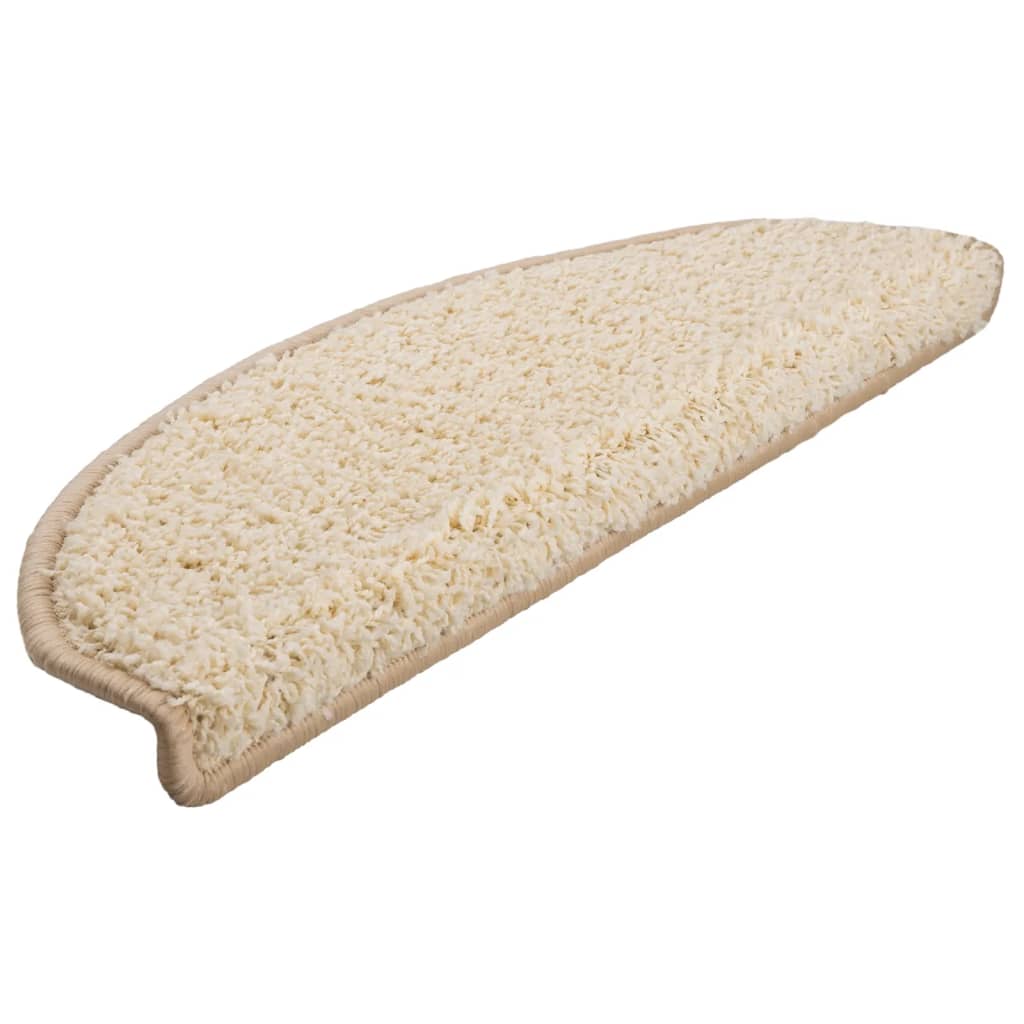 Vidaxx trappemåtter 15 stk 65x21x4 cm creme halvrunde store