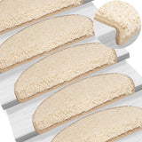 Vidaxx trappemåtter 15 stk 65x21x4 cm creme halvrunde store