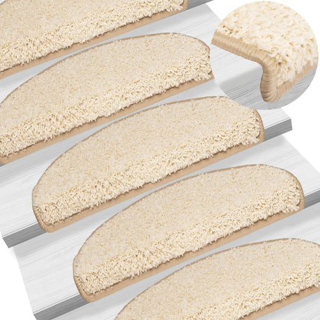 Vidaxx trappemåtter 15 stk 65x21x4 cm creme halvrunde store