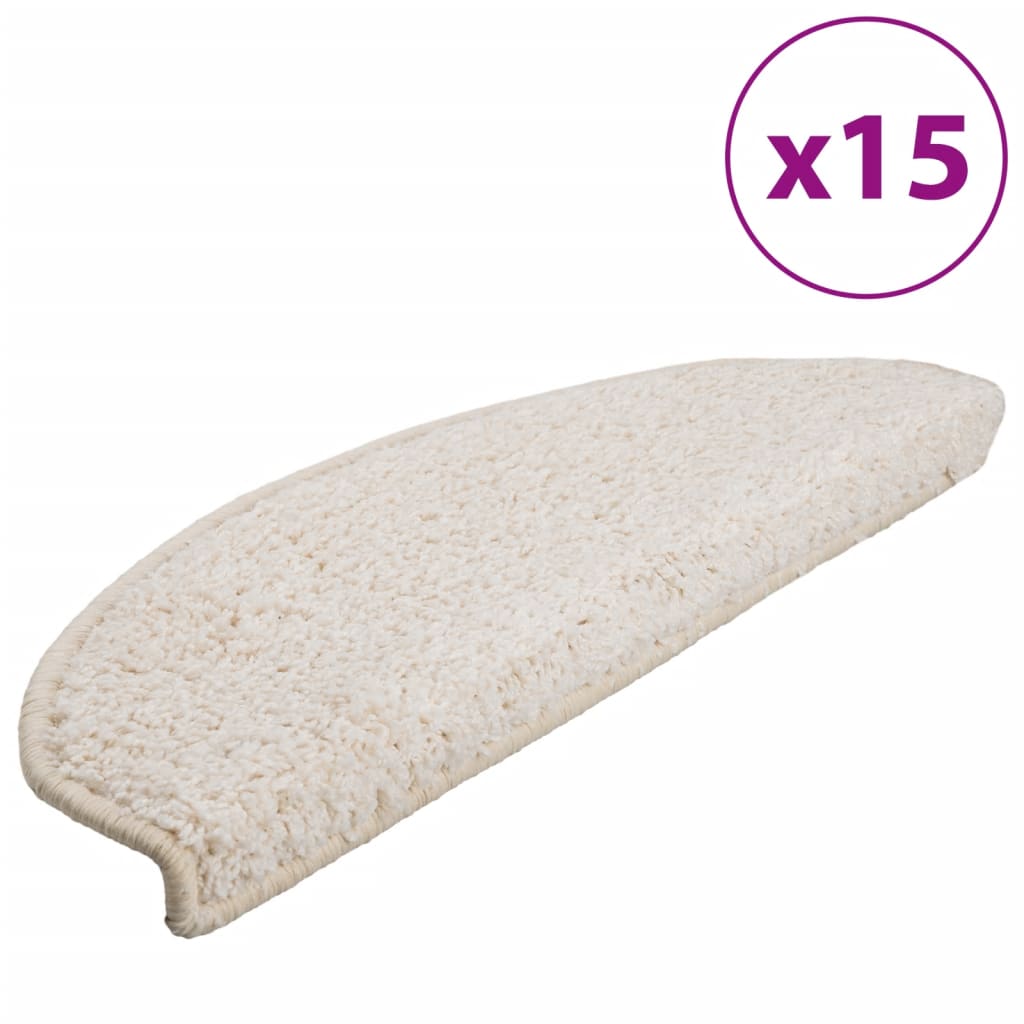 Vidaxx trappemåtter 15 stk 65x21x4 cm hvid halvrund stor