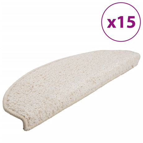 Vidaxx trappemåtter 15 stk 65x21x4 cm hvid halvrund stor