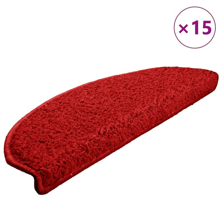 Vidaxx trappemåtter 15 stk 65x21x4 cm rød halvcirkel stor