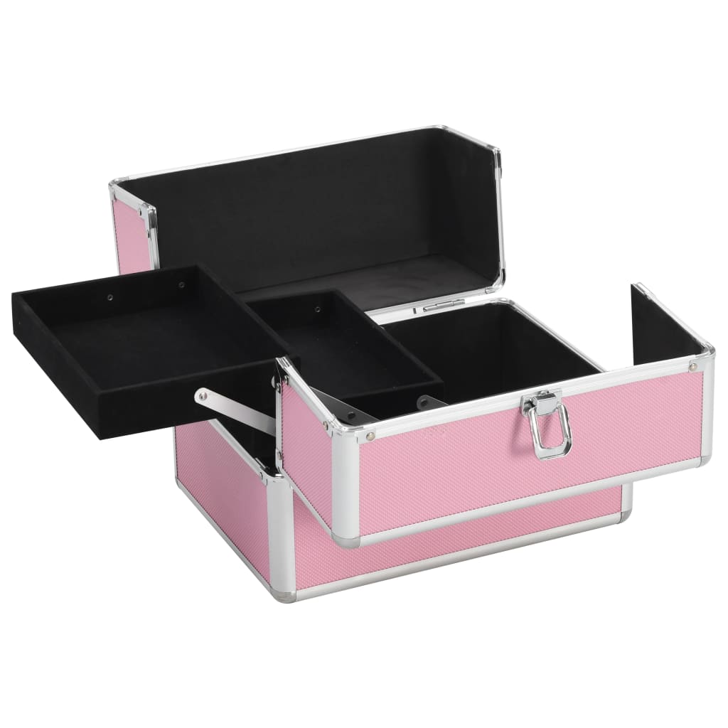 Vidaxl Makeup Suitcase 22x30x21 cm aluminiumrosa