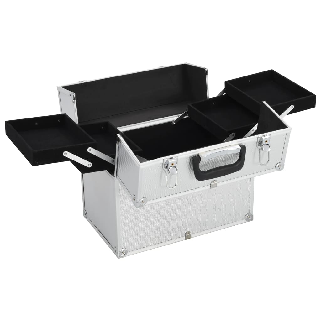 Vidaxl Makeup Suitcase 38x23x34 cm Aluminium Sølvfarvet
