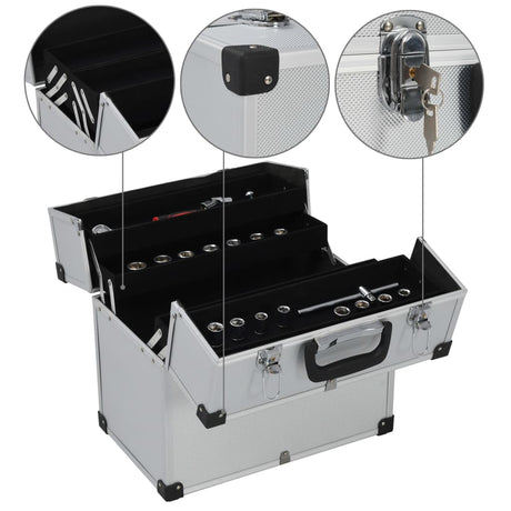 Vidaxl Tool Case 38x22.5x34 cm aluminium sølvfarvet