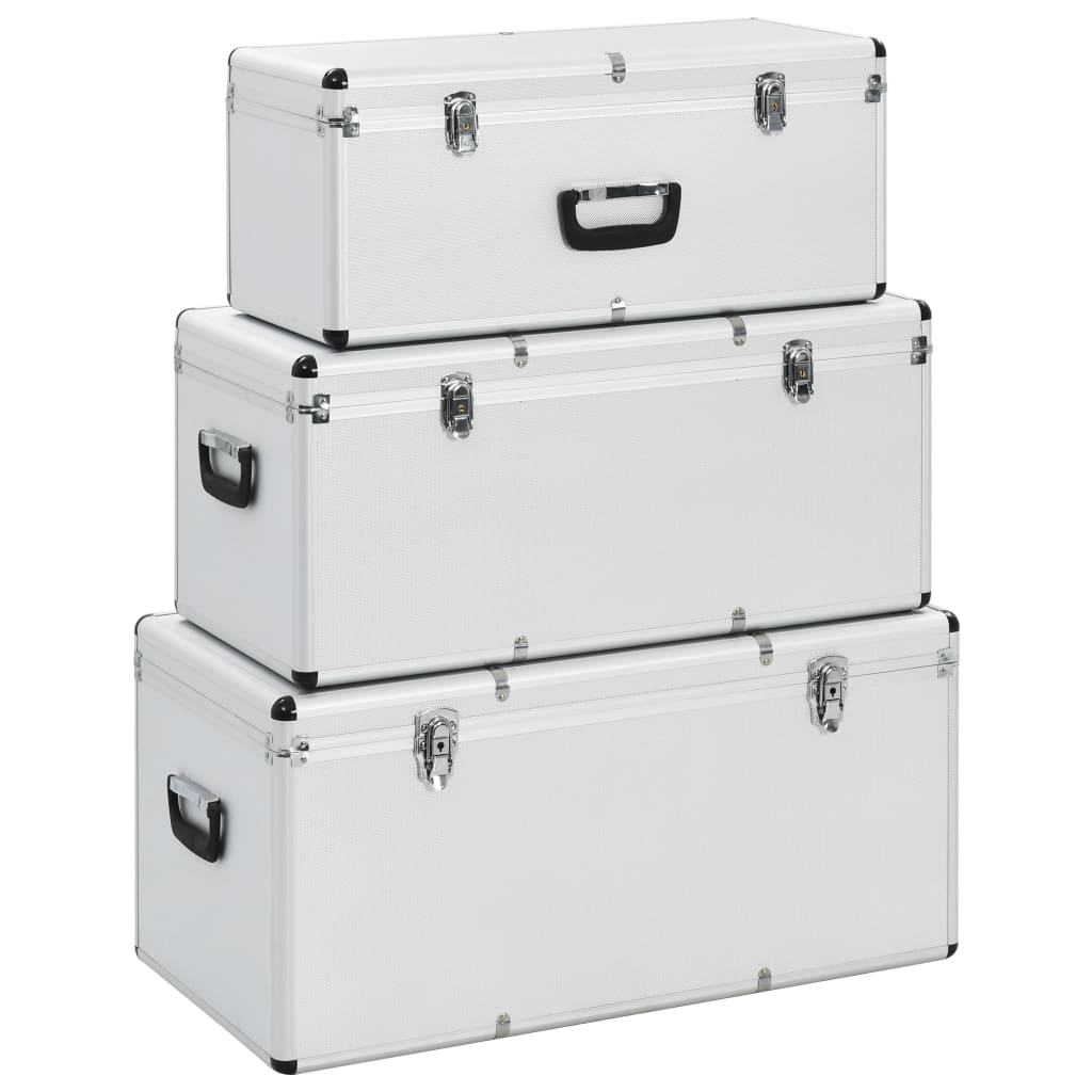 Vidaxl Storage Bockets 3 St. Aluminium Sølvfarvet