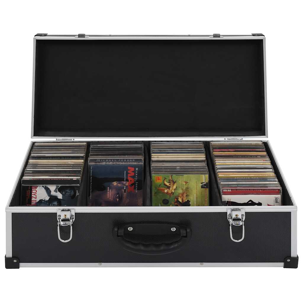 Vidaxl CD -kuffert til 80 cds aluminium ABS Sort