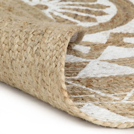 Vidaxl tæppe håndlavet med hvid print 90 cm jute
