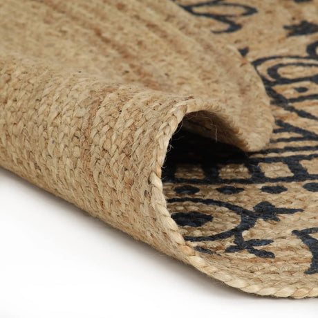 VidaXL tæppe håndlavet med mørkeblåt print 90 cm jute