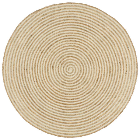 Vidaxl tæppe håndlavet med spiraldesign 120 cm jute hvid