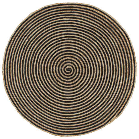 Vidaxl tæppe håndlavet med spiraldesign 90 cm jute sort