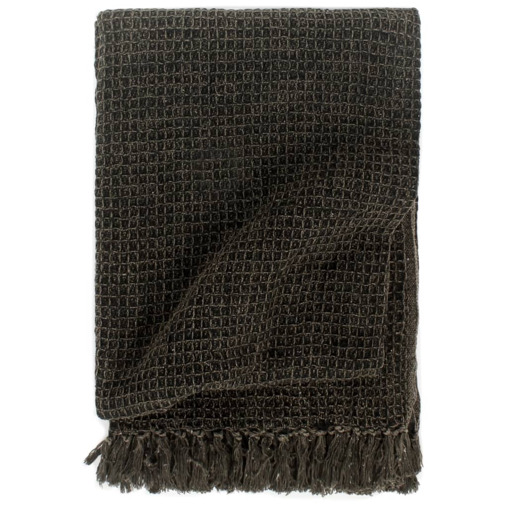 Vidaxl Plaid 125x150 cm bomuldsantracit og brun