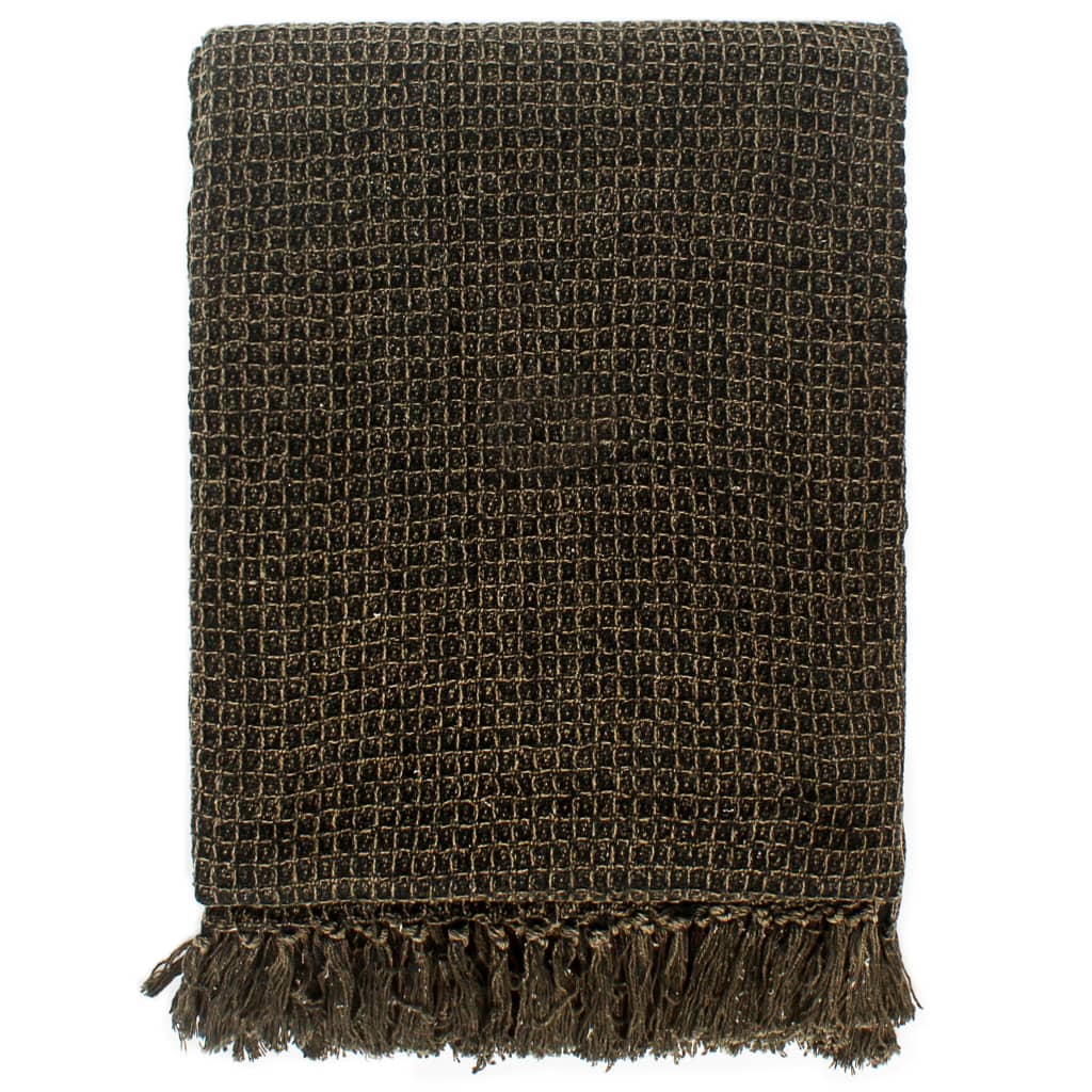 Vidaxl Plaid 125x150 cm bomuldsantracit og brun