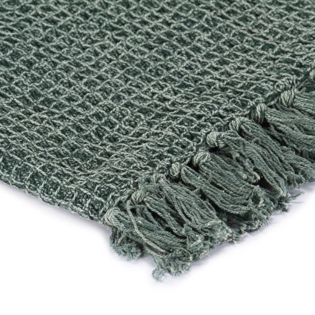 VidaXL plaid 160x210 cm bomuld mørkegrøn