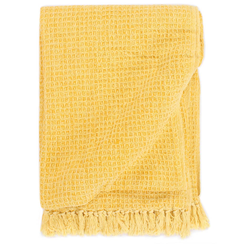 VidaXL plaid 160x210 cm bomuld sennep gul