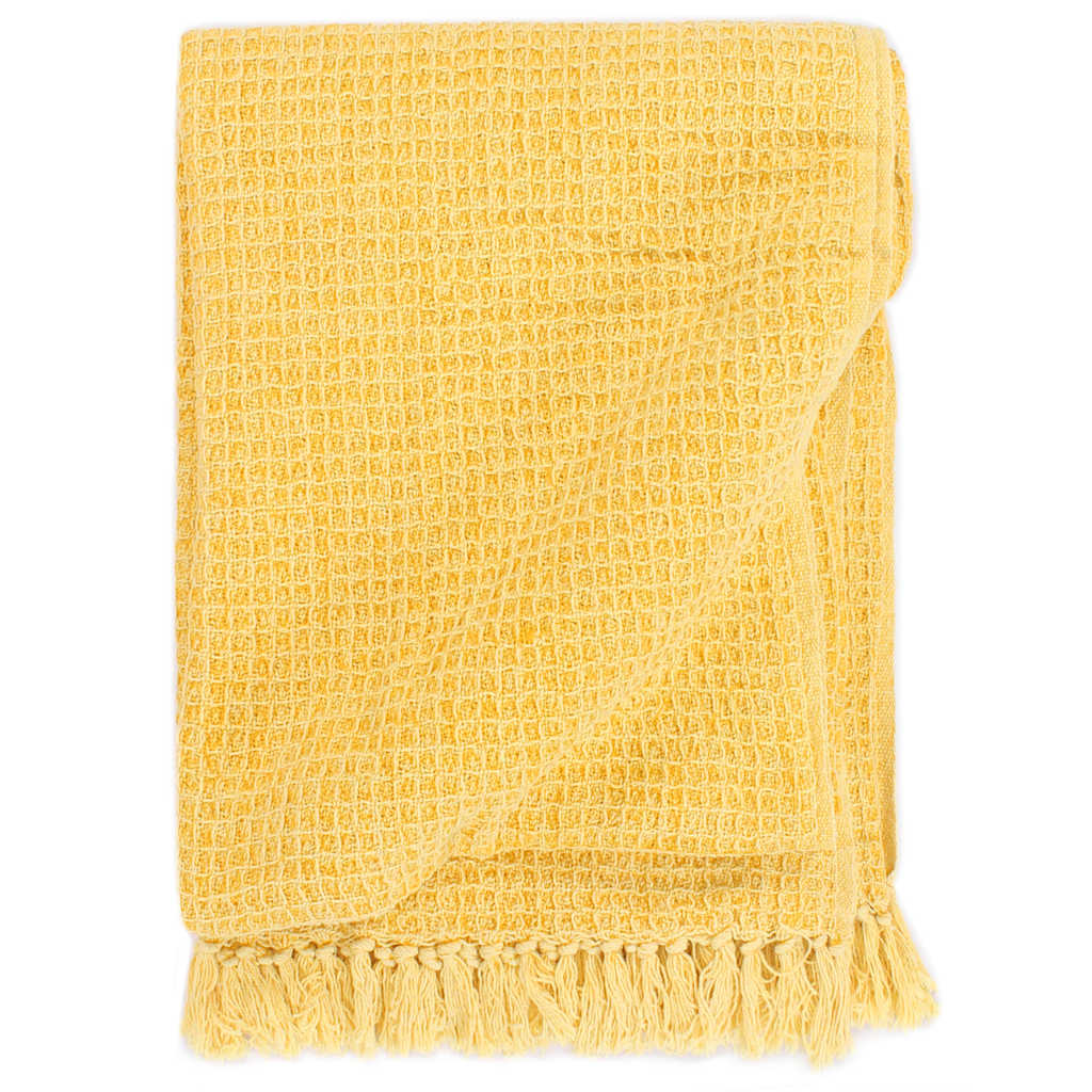 VidaXL plaid 220x250 cm bomuld sennep gul